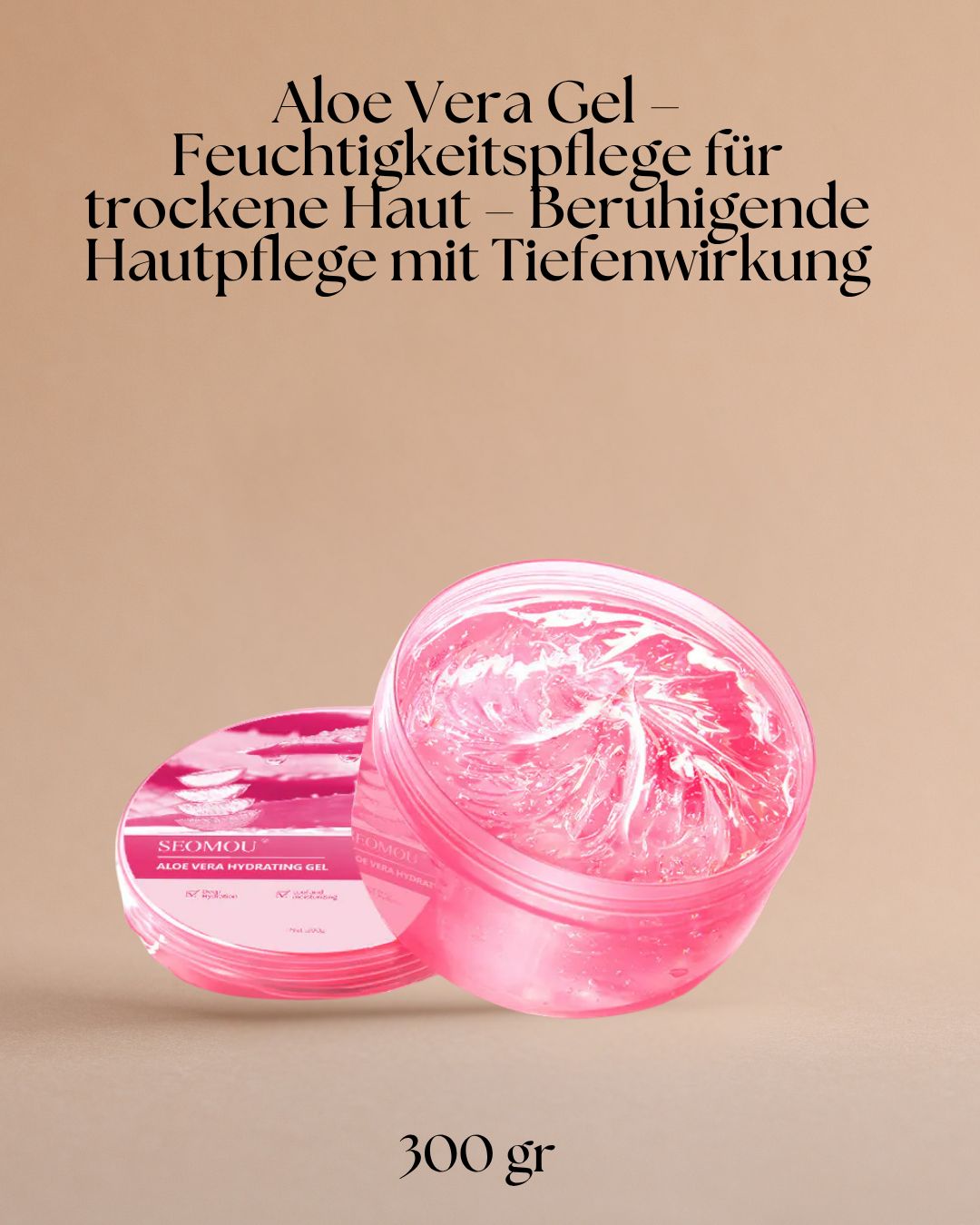 Aloe Vera Gel mit Vitamin C – 300g Feuchtigkeitspflege für trockene Haut – Beruhigende Hautpflege mit Tiefenwirkung