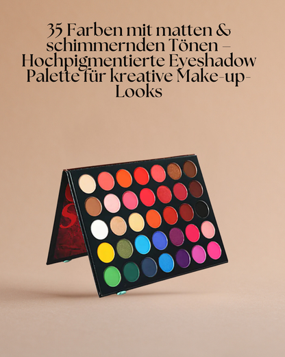 35 Farben mit matten & schimmernden Tönen – Hochpigmentierte Eyeshadow Palette für kreative Make-up-Looks