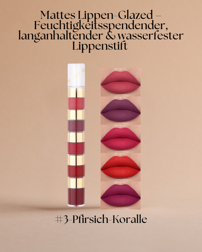 Mattes Lippen-Glazed – Feuchtigkeitsspendender, langanhaltender & wasserfester Lippenstift mit 5-in-1 Farbkombination – ideal für jeden Anlass