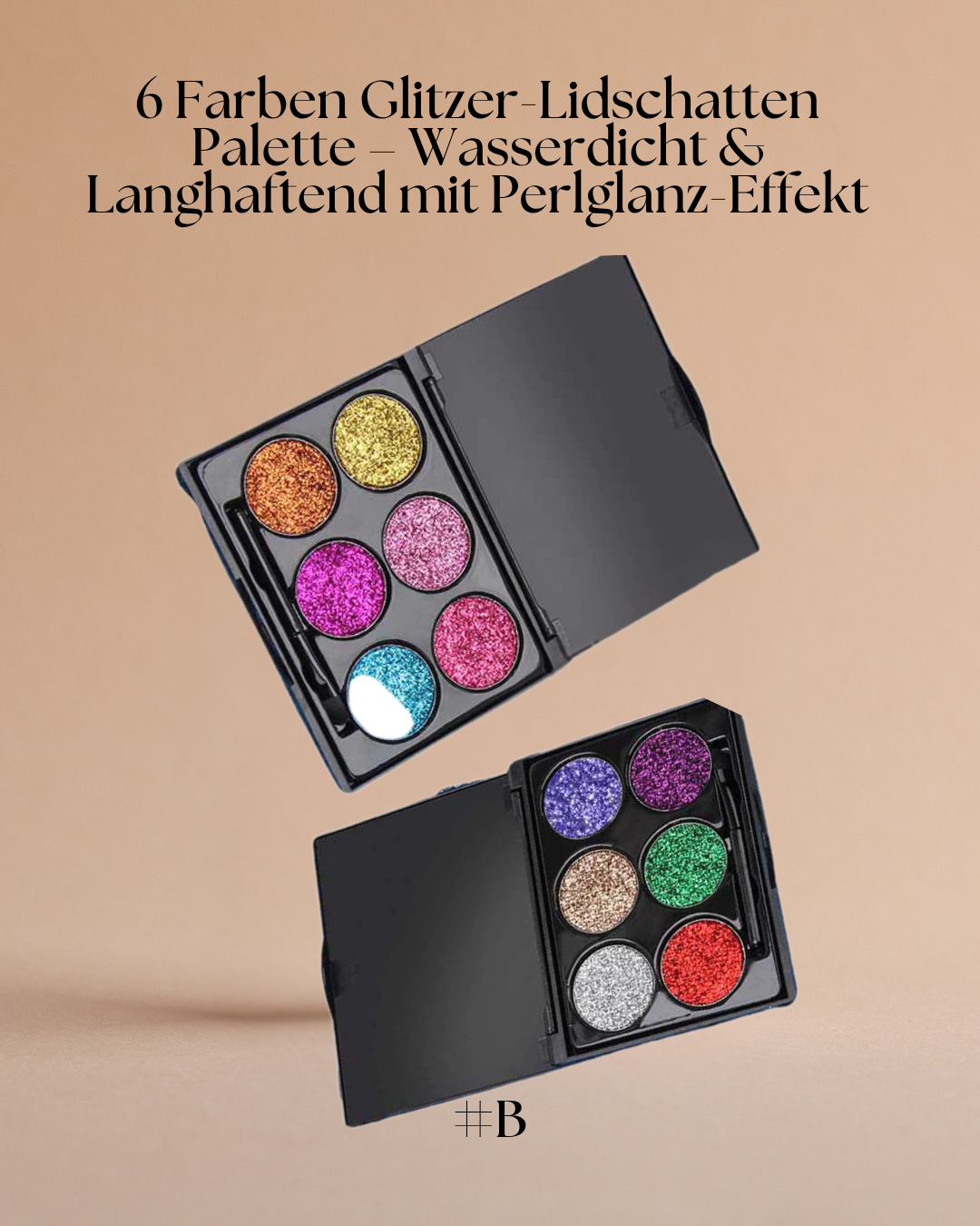 6 Farben Glitzer-Lidschatten Palette – Wasserdicht & Langhaftend mit Perlglanz-Effekt