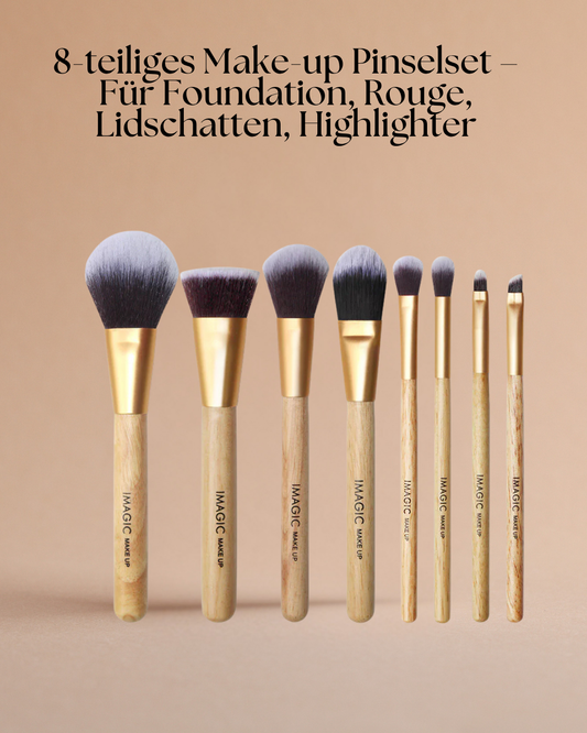 8-teiliges Make-up Pinselset – Für Foundation, Rouge, Lidschatten, Highlighter & mehr – Profi-Kosmetikpinsel für alle Hauttypen