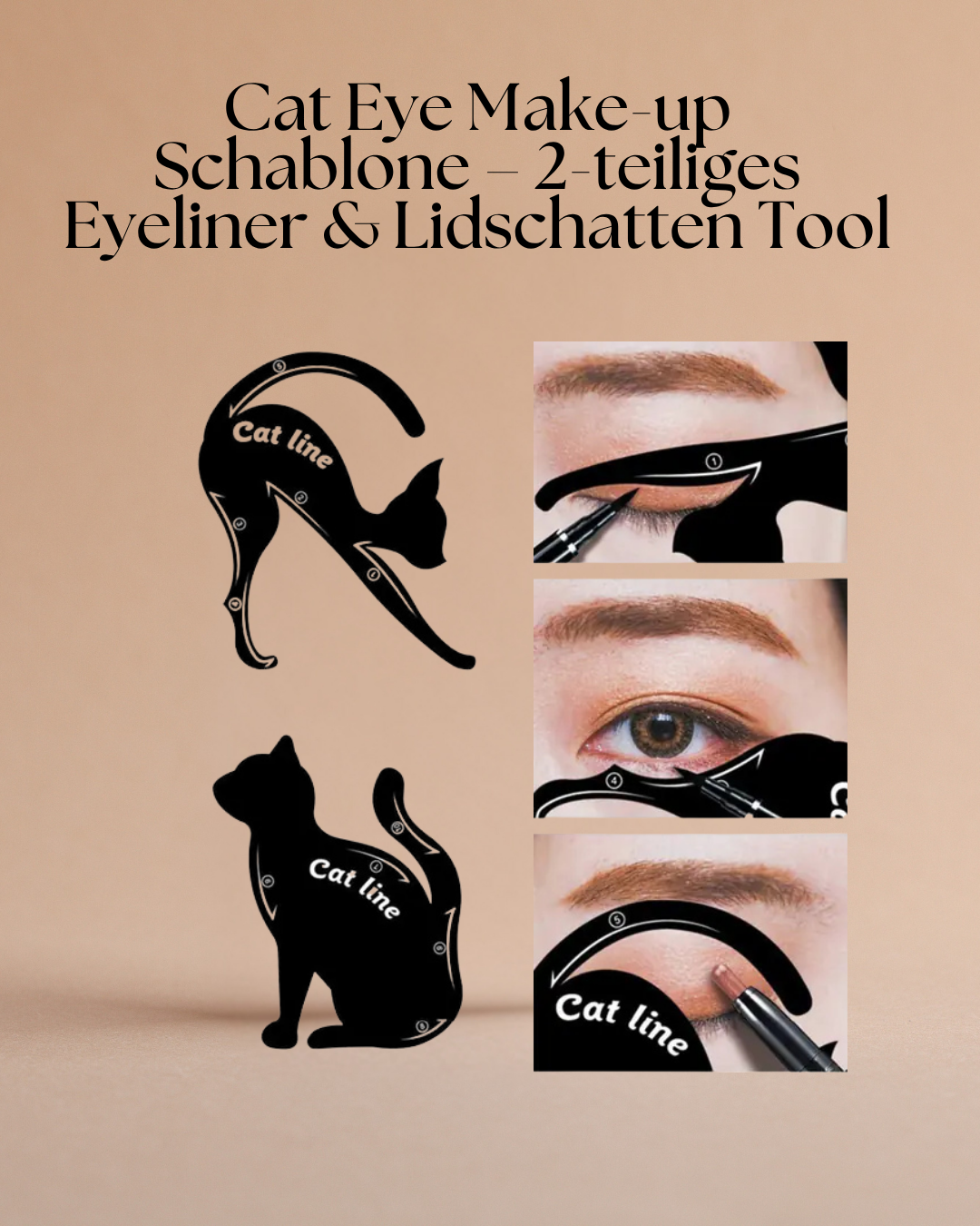 Cat Eye Make-up Schablonen-Set – Perfekte Eyeliner & Lidschatten im Handumdrehen