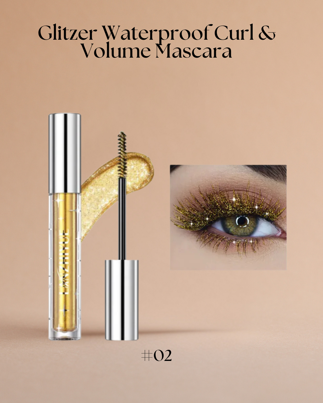Glitzer Wasserfeste Curl & Volume Mascara – Volumen, Schwung & strahlender Glanz