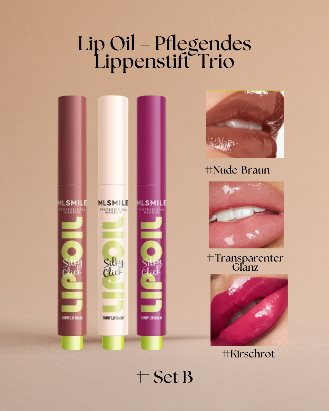 Lip Oil – Pflegendes Lippenstift-Trio für weiche, strahlende Lippen