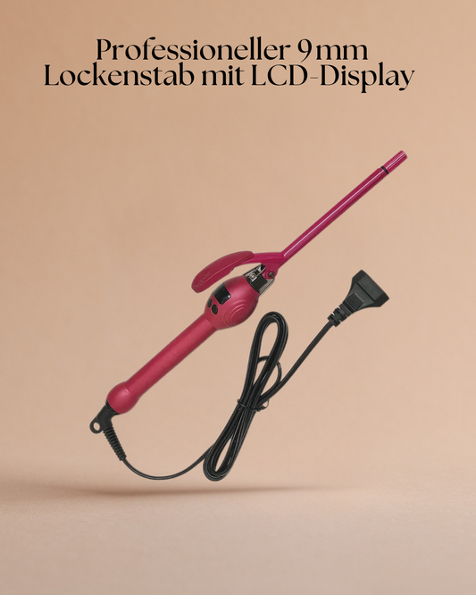 Professioneller 9 mm Lockenstab mit LCD-Display –  für definierte Locken & Wellen