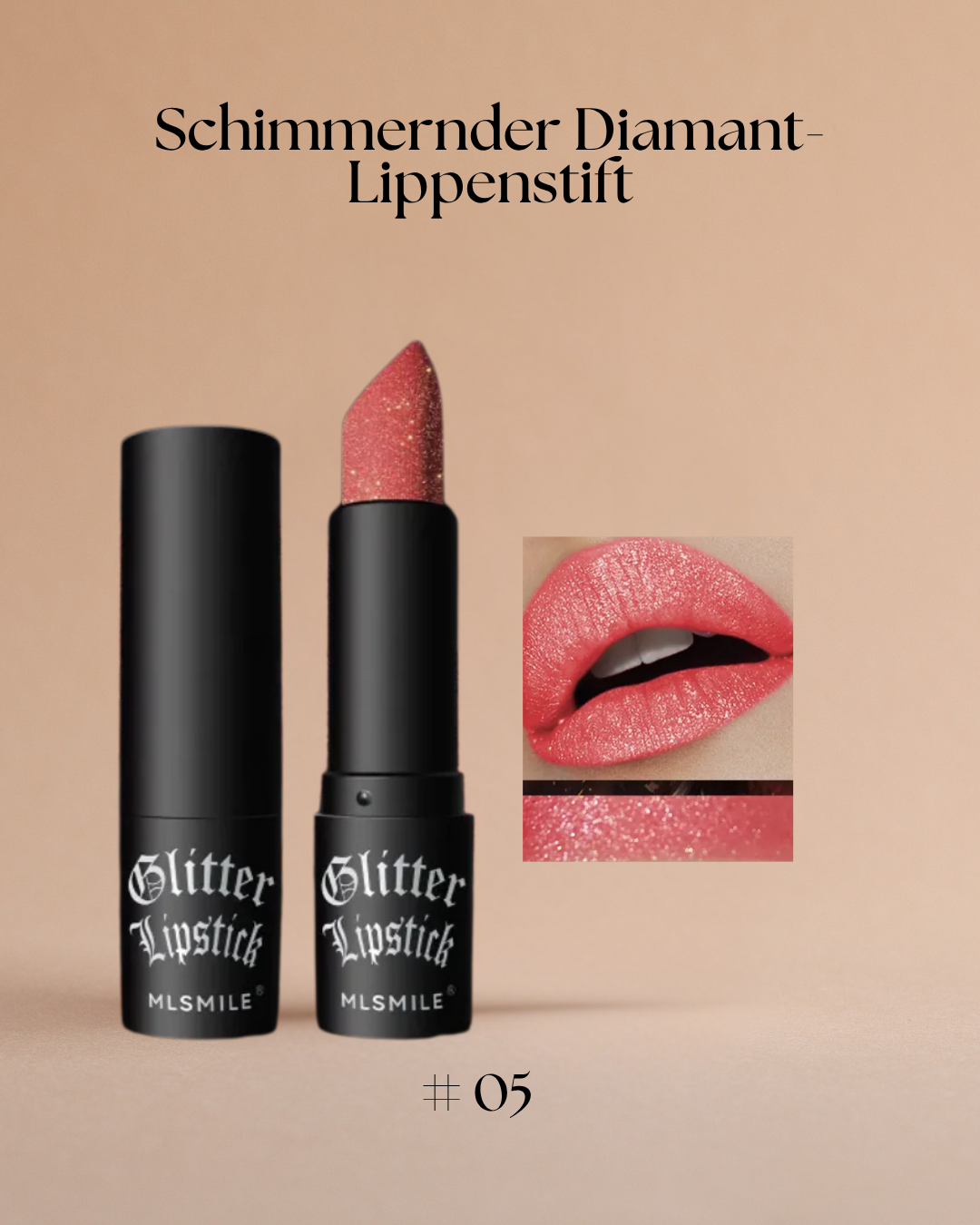 Glamouröser Schimmer-Lippenstift mit Diamant-Effekt – Pflegend, langanhaltend und in 7 strahlenden Farben