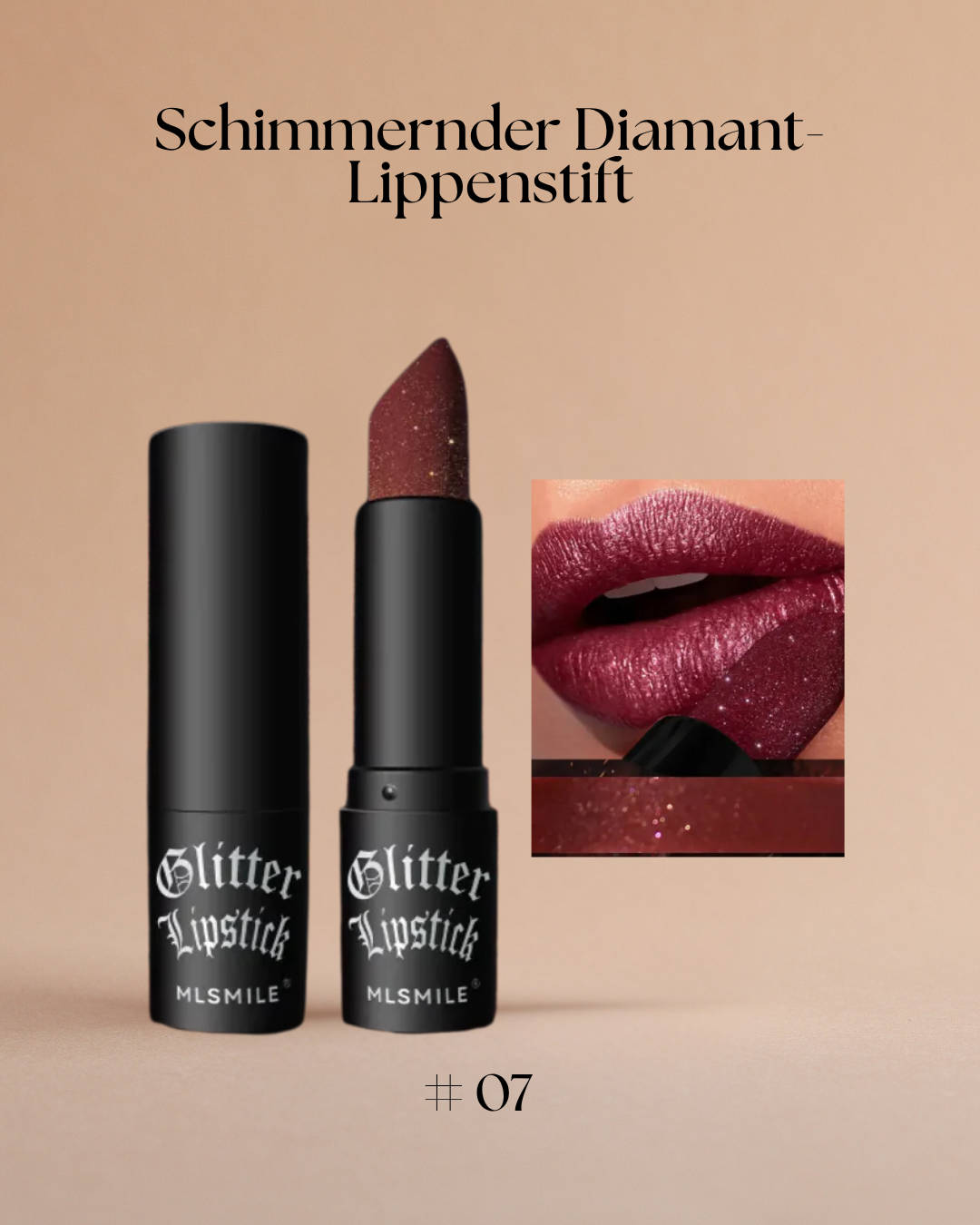 Glamouröser Schimmer-Lippenstift mit Diamant-Effekt – Pflegend, langanhaltend und in 7 strahlenden Farben
