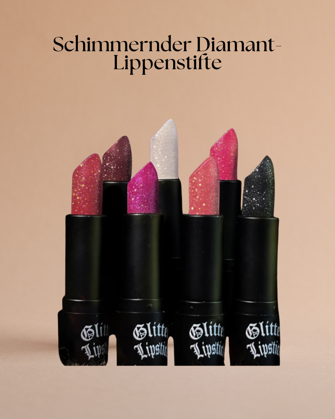 Glamouröser Schimmer-Lippenstift mit Diamant-Effekt – Pflegend, langanhaltend und in 7 strahlenden Farben